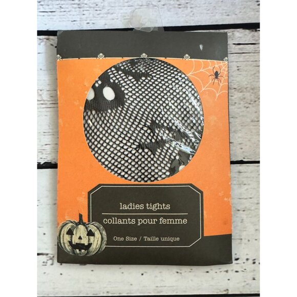 Halloween-Themed Ladies Crossbone Skull Tights One Size - Picture 5 of 6